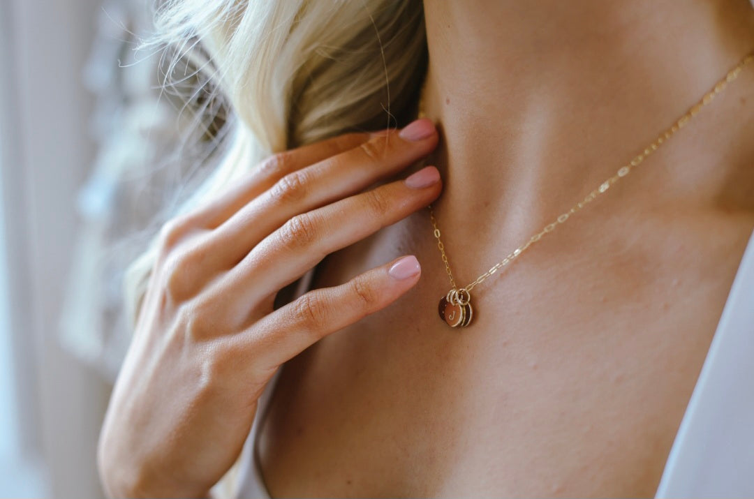 Handstamped initial necklace