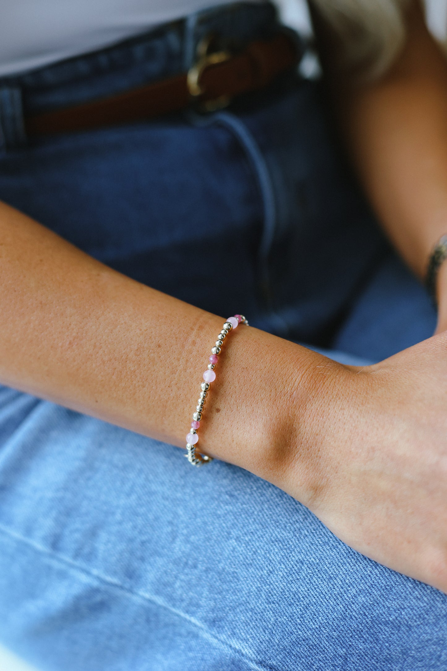 'Empower Bracelet' Gemstone beads, pink