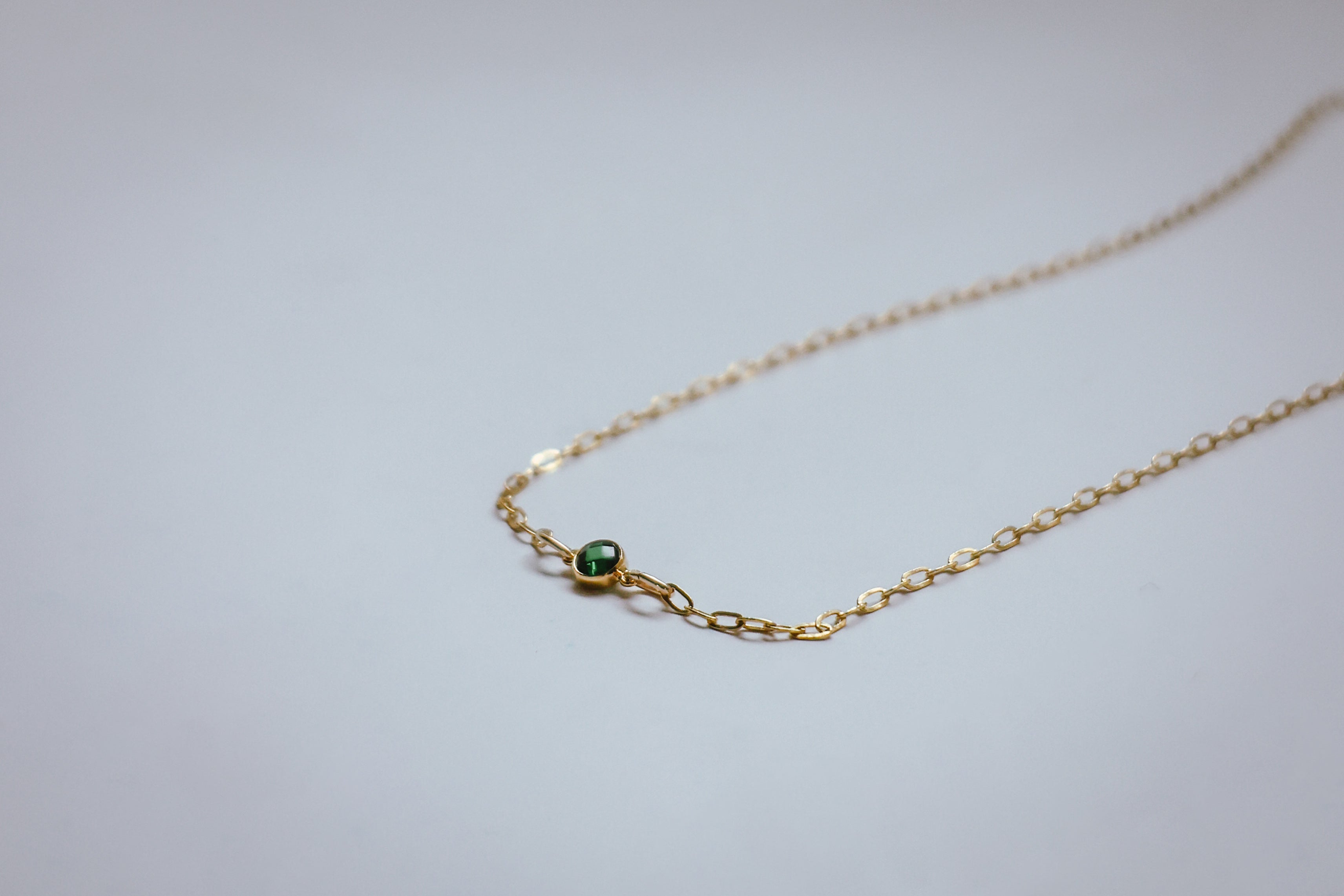 choker necklace emerald CZ stone gold-filled