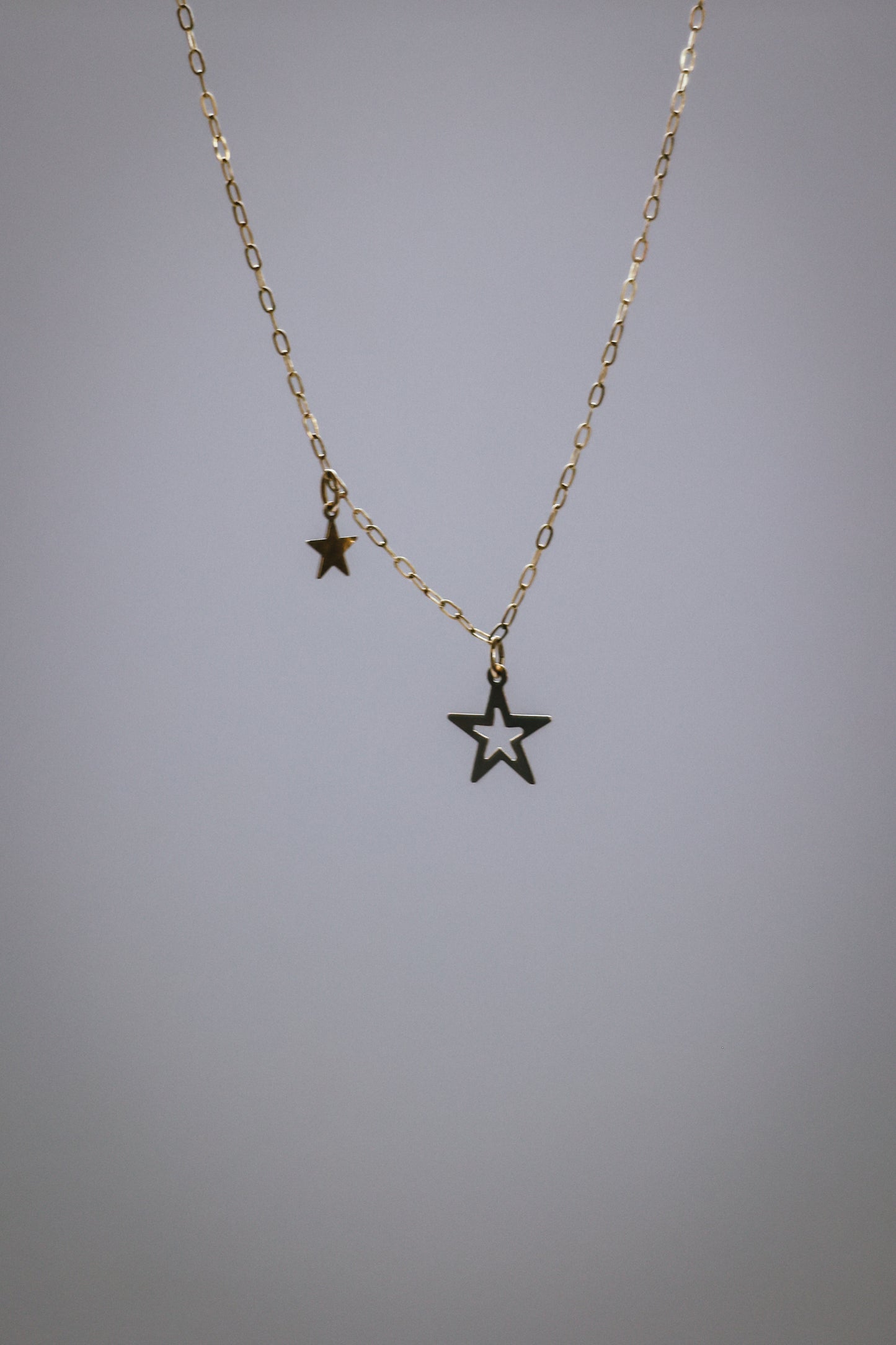 Double star necklace gold filled