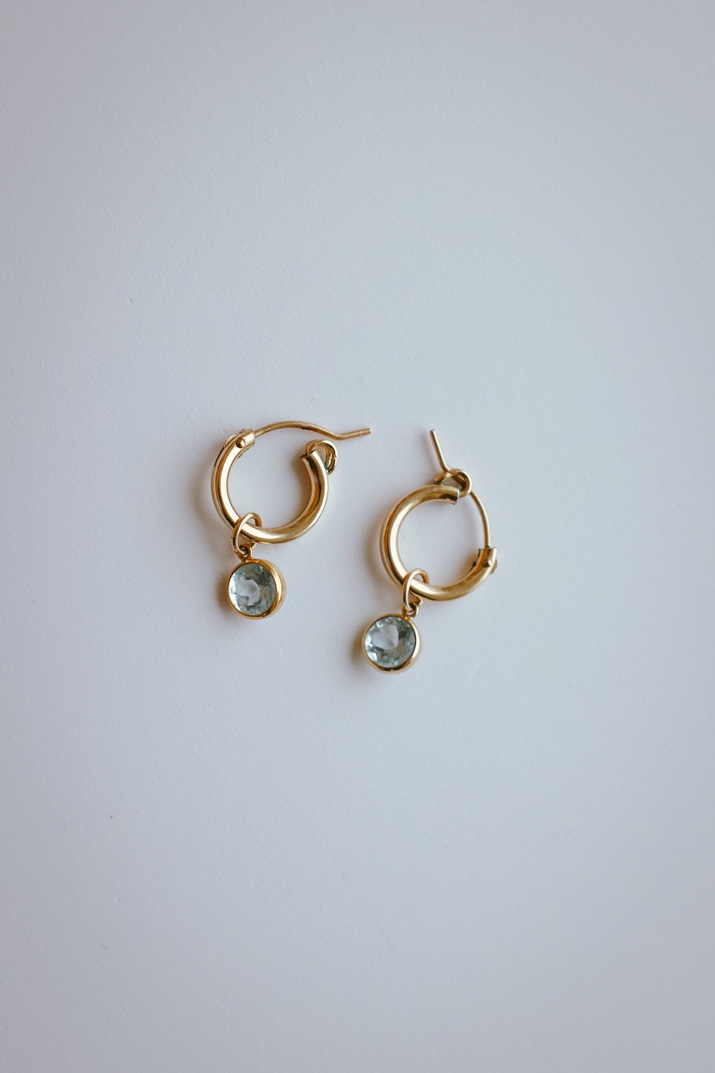 'Princess' sky blue topaz charm earrings gold-filled