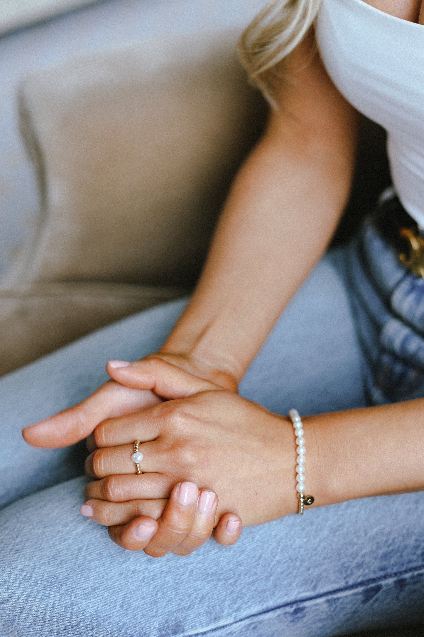 'Freshwater pearl' beaded ring