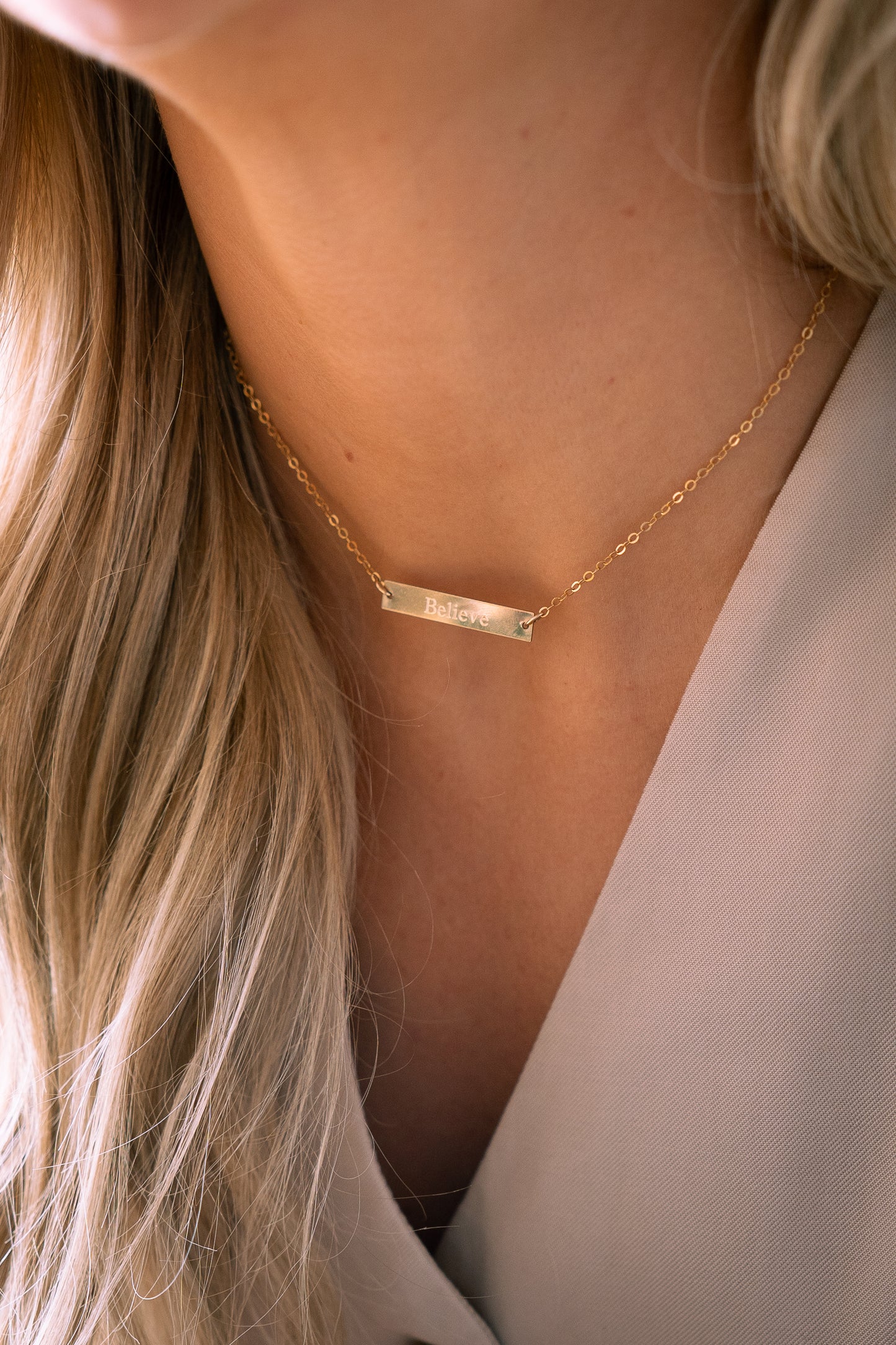 Engraved bar necklace