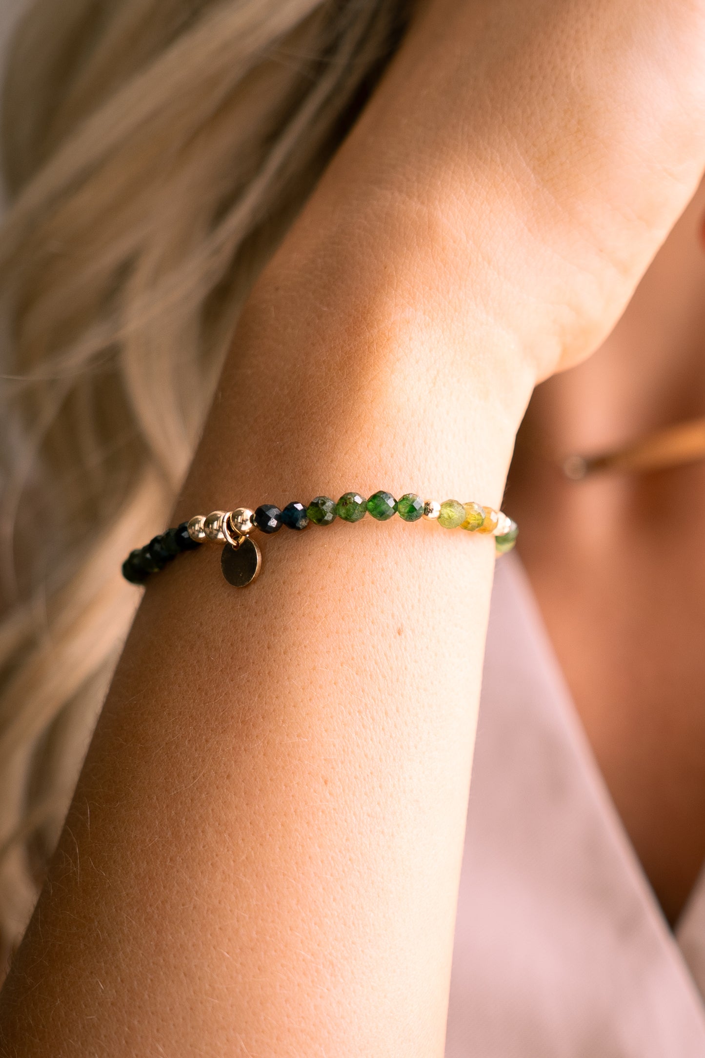 Tourmaline and freshwater pearl bracelet