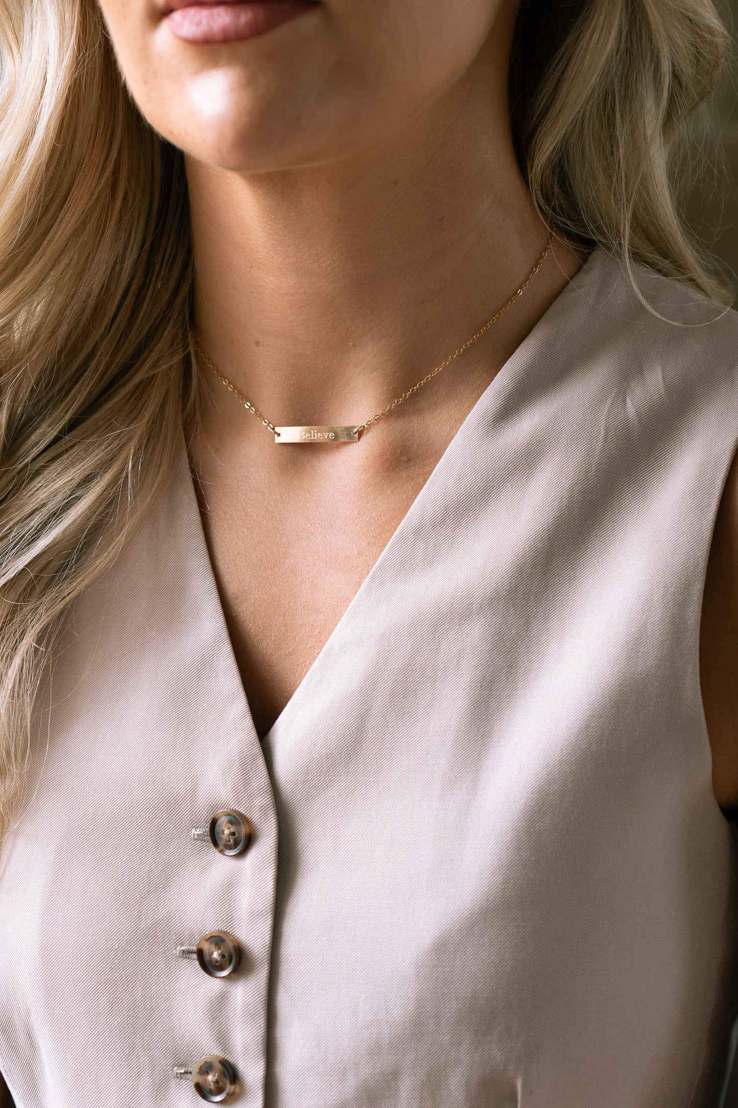 Engraved bar necklace