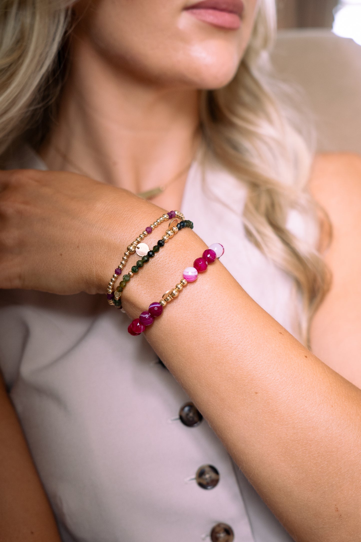 Tourmaline and freshwater pearl bracelet