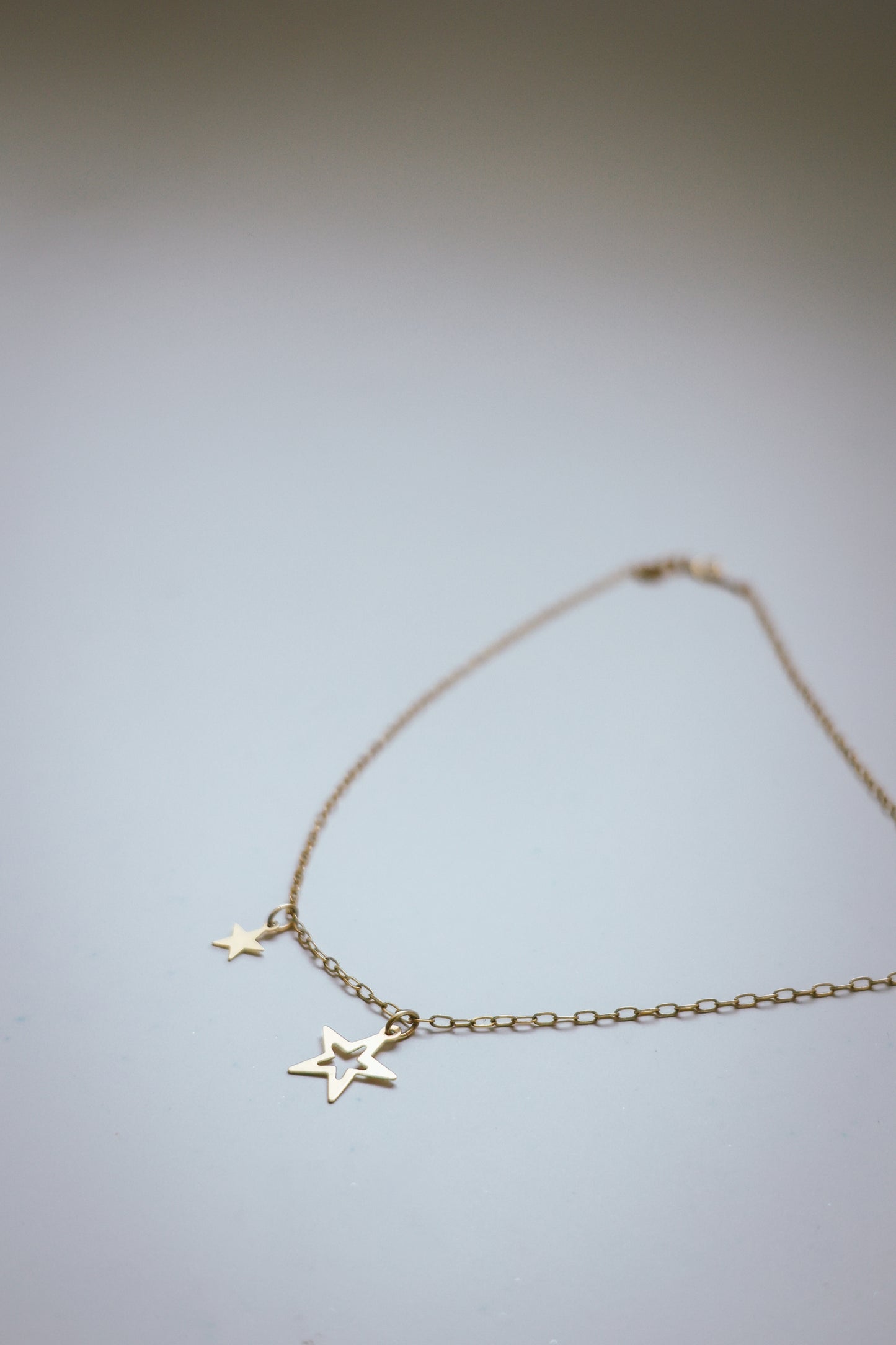 Double star necklace gold filled