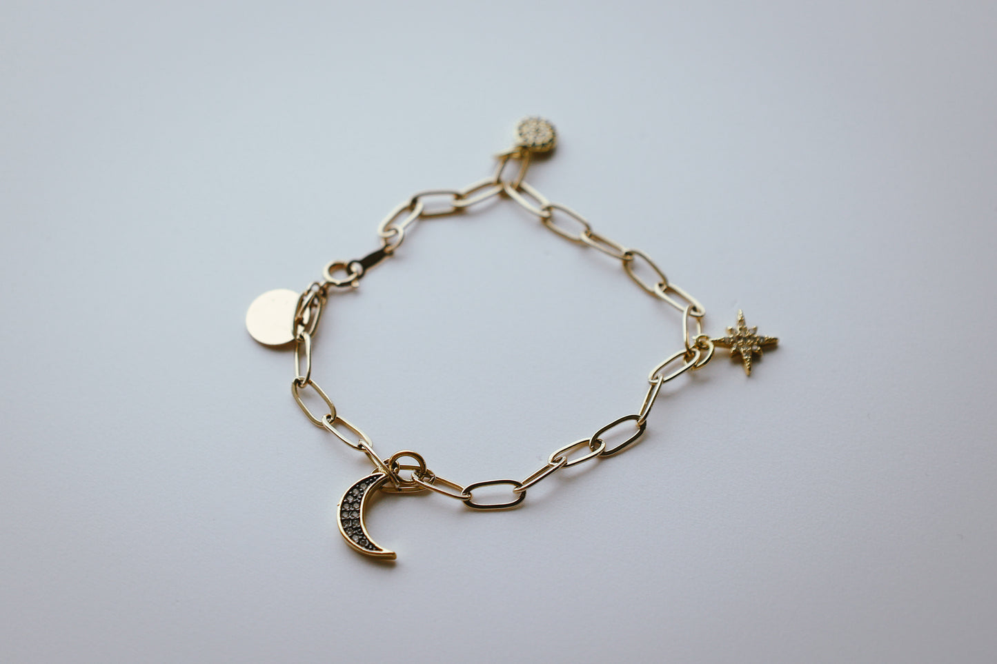 Cable Chain Charm Bracelet Gold-filled