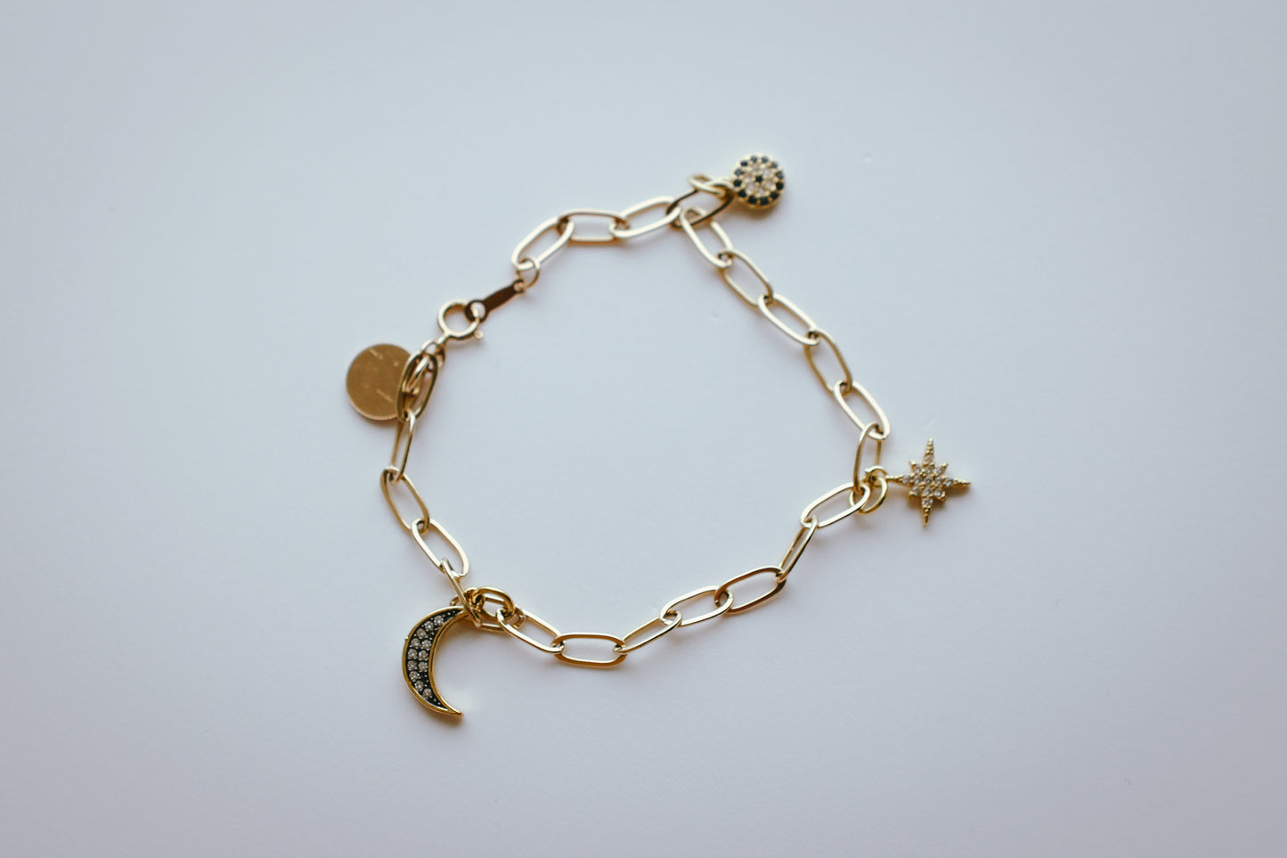 Cable Chain Charm Bracelet Gold-filled