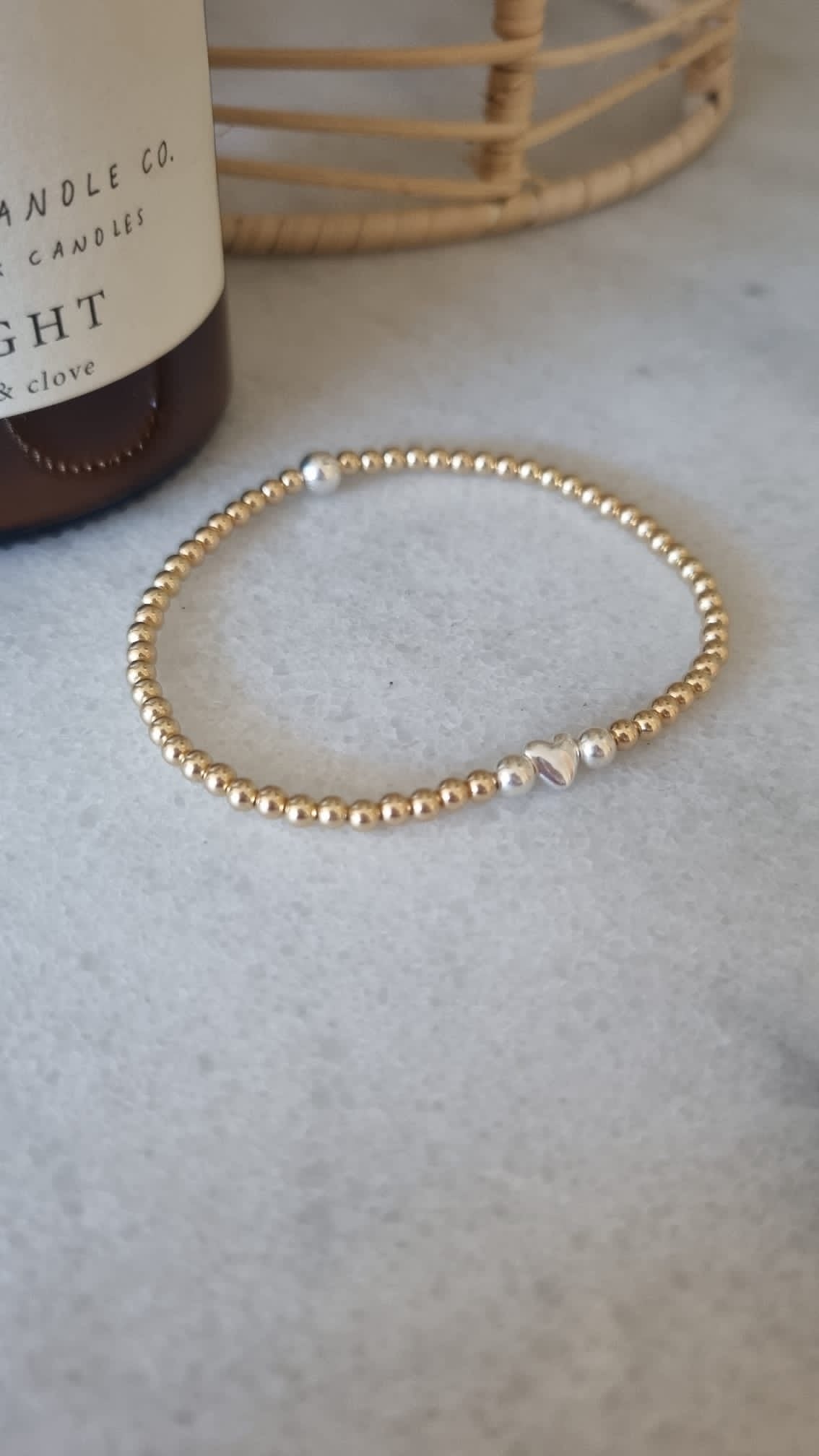 Love Heart Bracelet.  Love heart bead sterling silver