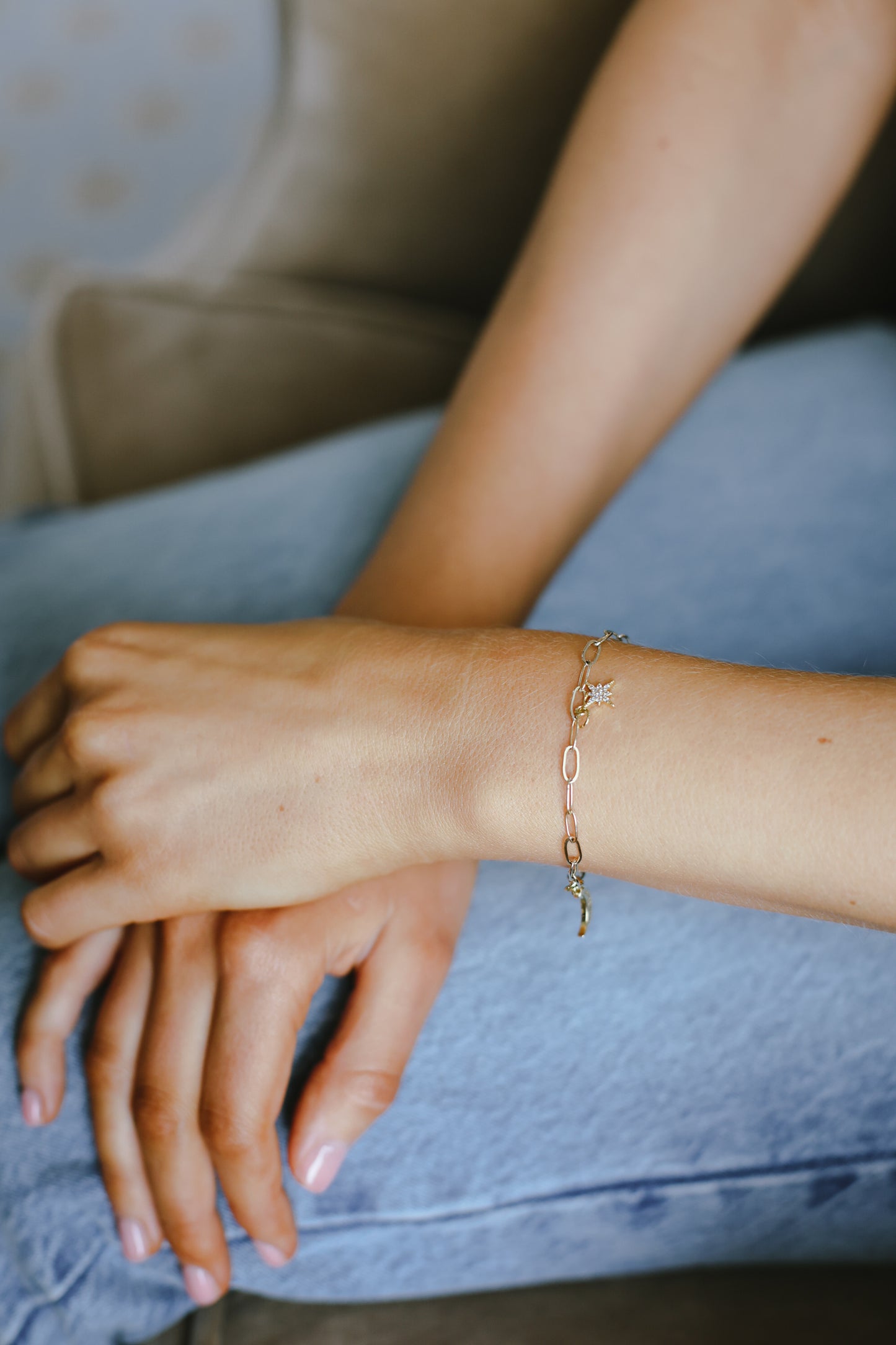 Cable Chain Charm Bracelet Gold-filled