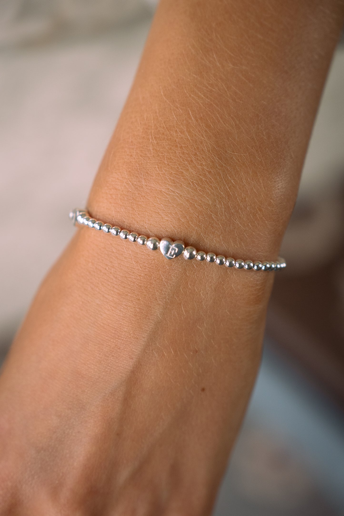 Personalised,handstamped love heart, bead bracelet/ chaptershandmadejewellery
