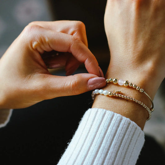 'Abundance Bangle Bracelet' rose quartz gemstone