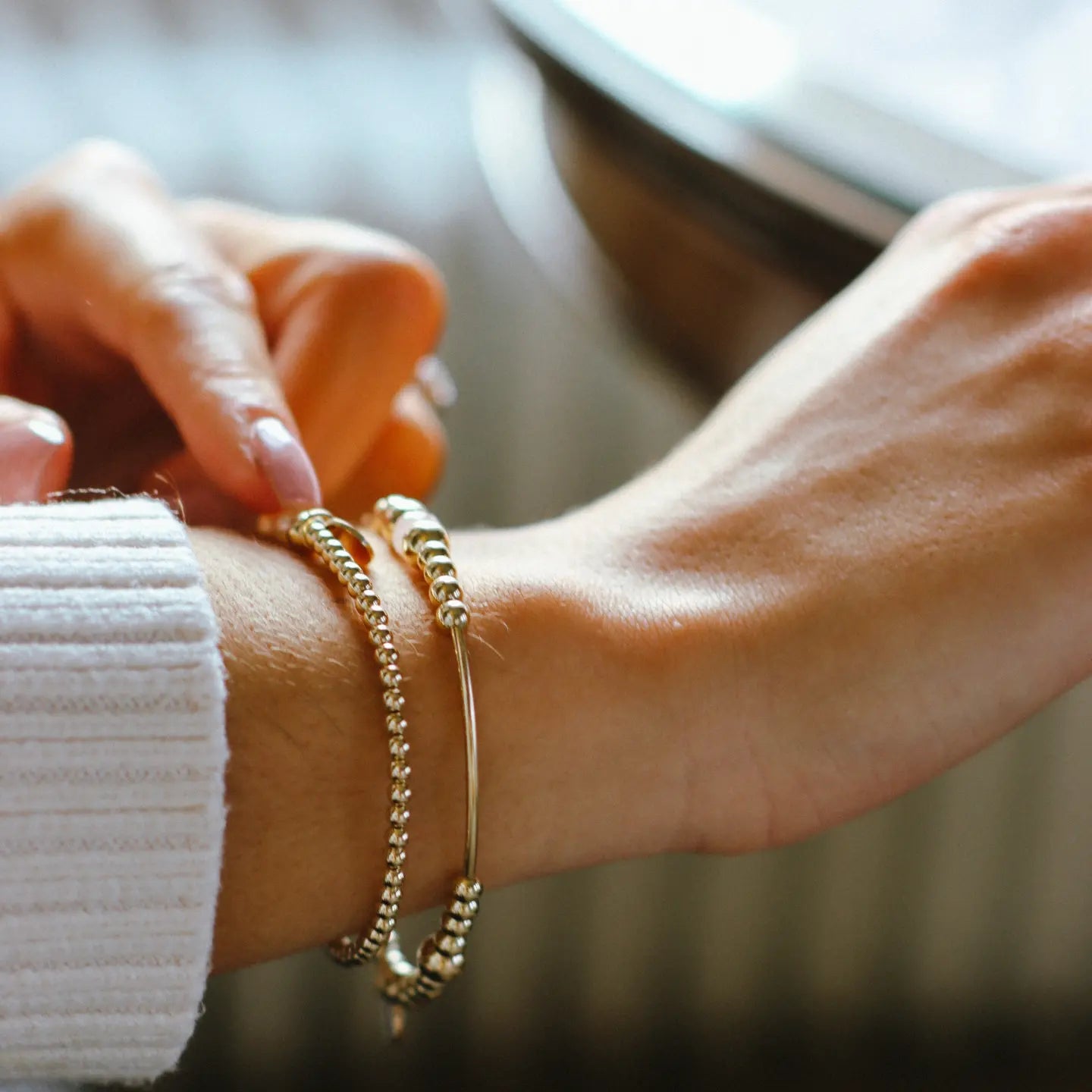 'Abundance Bangle Bracelet' rose quartz gemstone