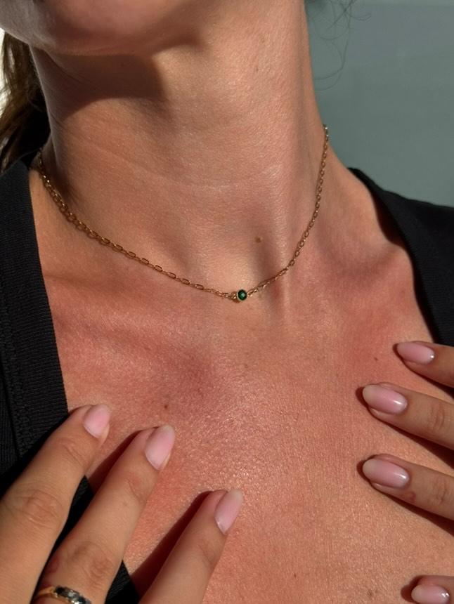 Choker style CZ emerald necklace