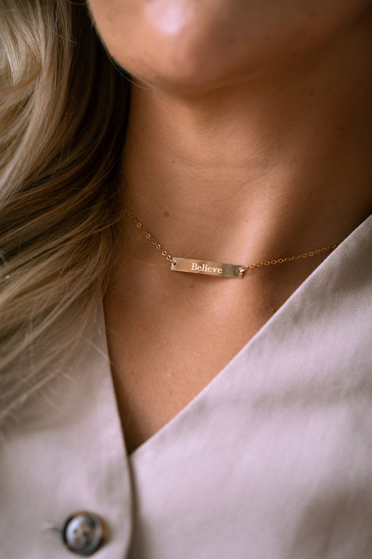 Engraved bar necklace