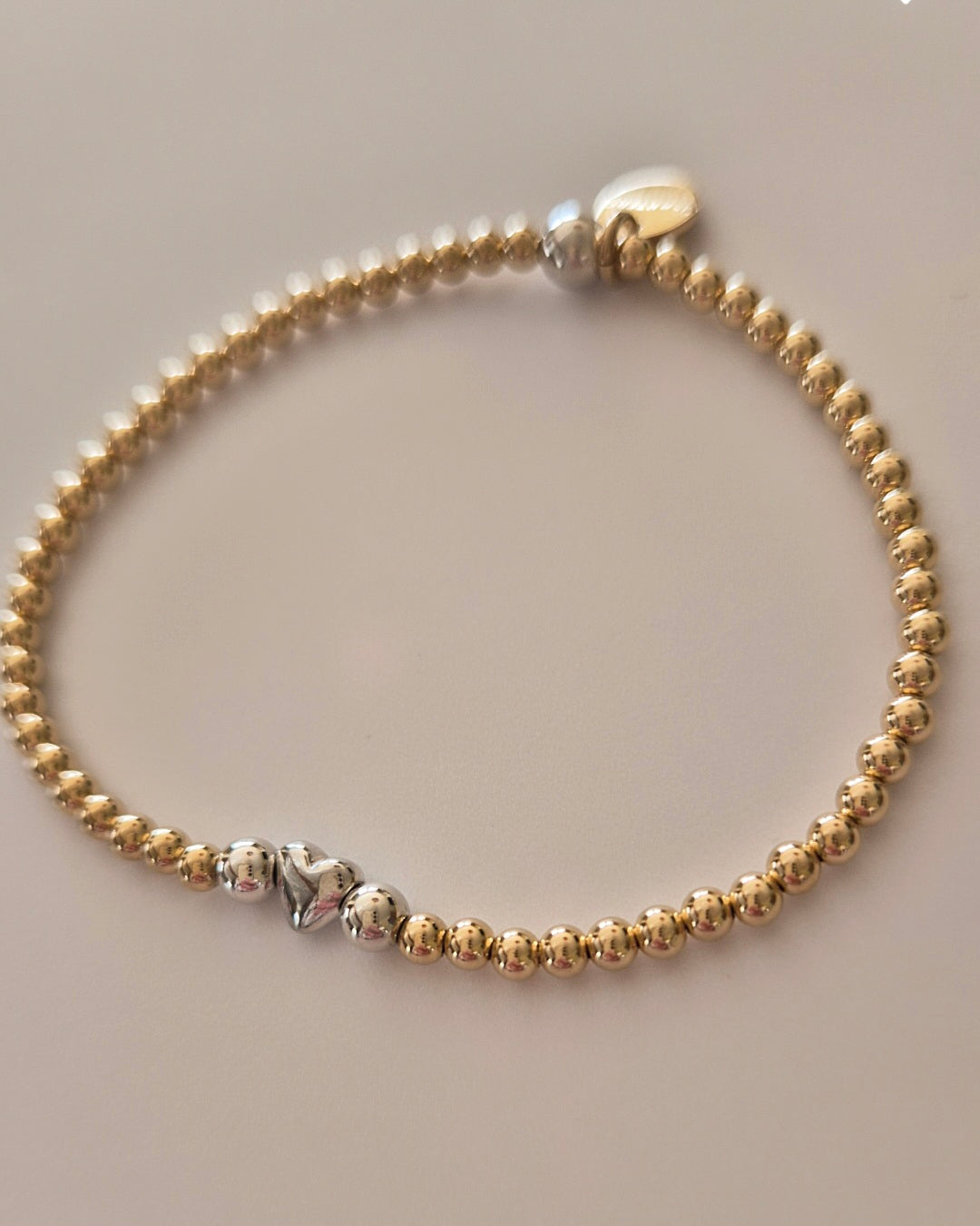 Love Heart Bracelet.  Love heart bead sterling silver