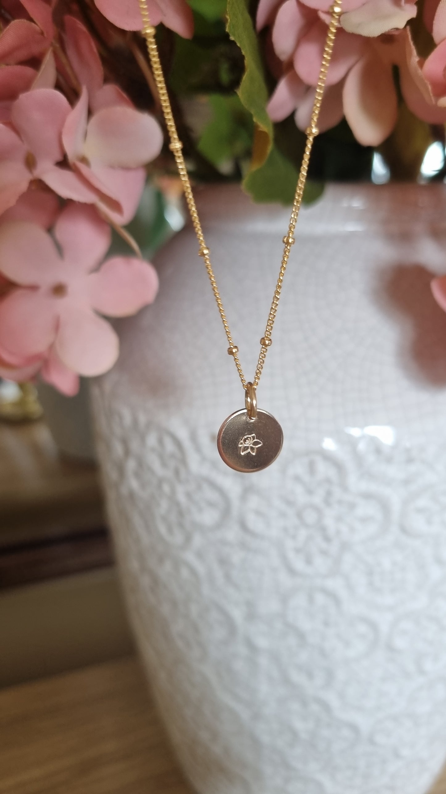 Hand Stamped Birth Flower Necklace 🌸