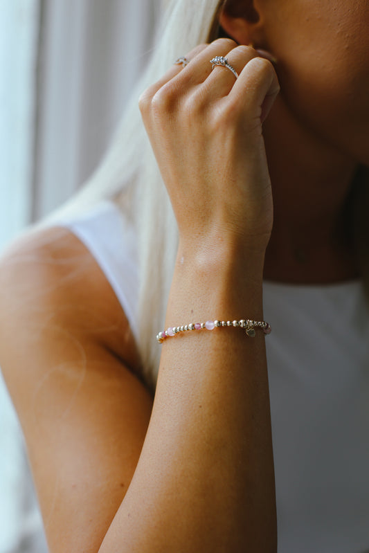 'Empower Bracelet' Gemstone beads, pink