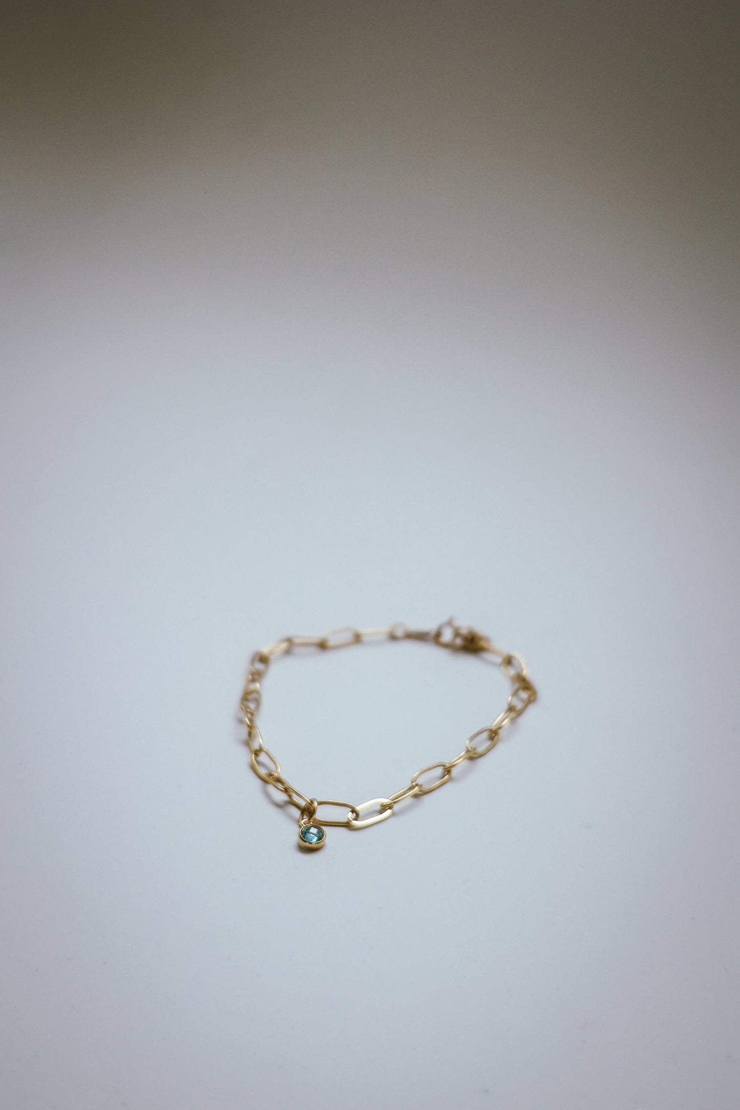 Drawn cable chain cubic zirconia charm bracelet, gold filled