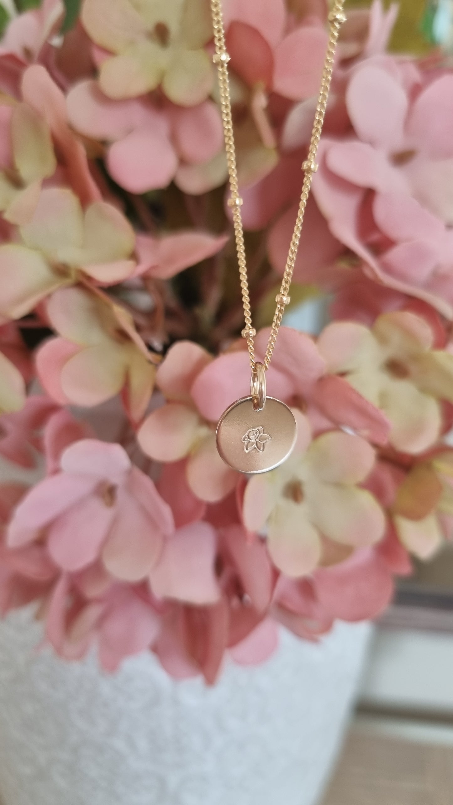 Hand Stamped Birth Flower Necklace 🌸