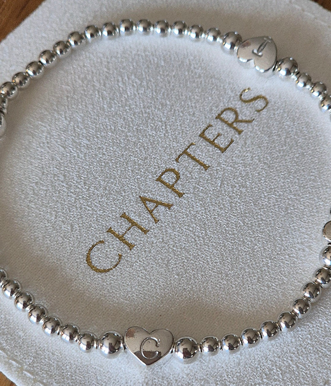 Personalised,handstamped love heart, bead bracelet/ chaptershandmadejewellery