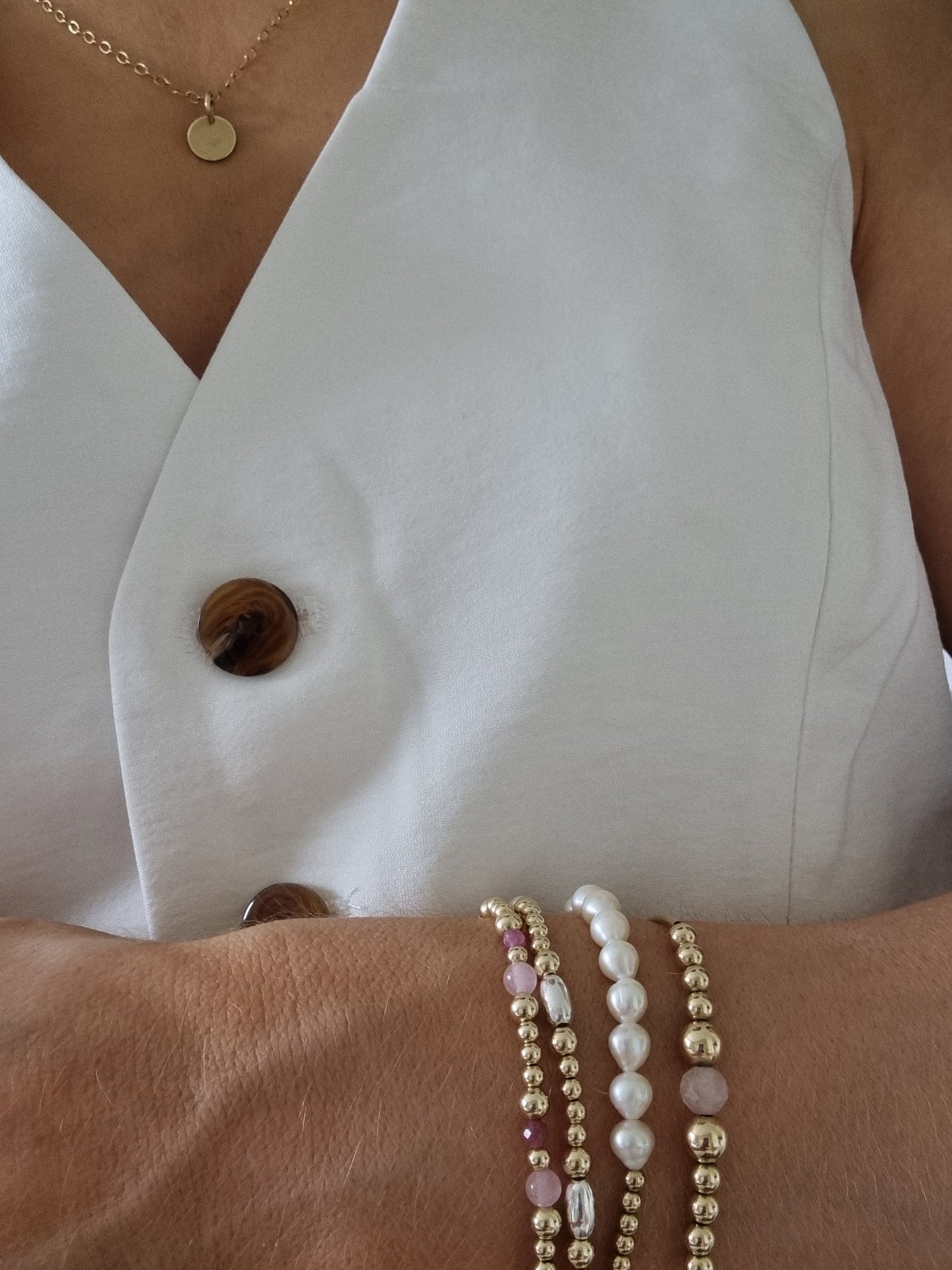 'Empower Bracelet' Gemstone beads, pink