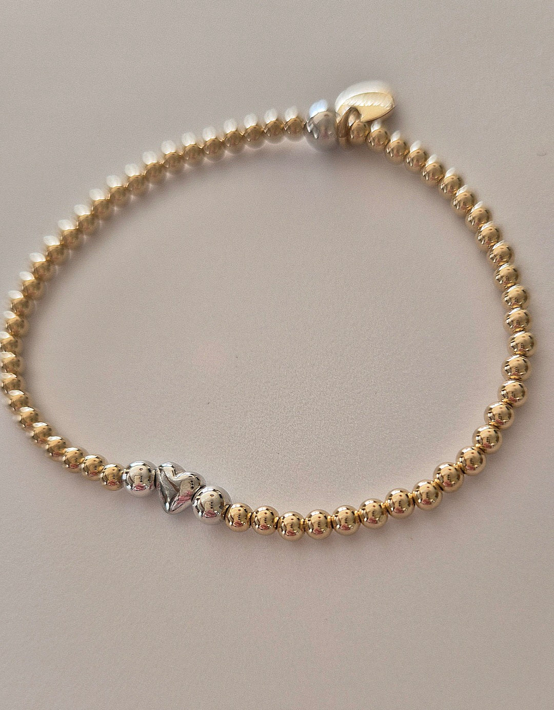 Love Heart Bracelet.  Love heart bead sterling silver
