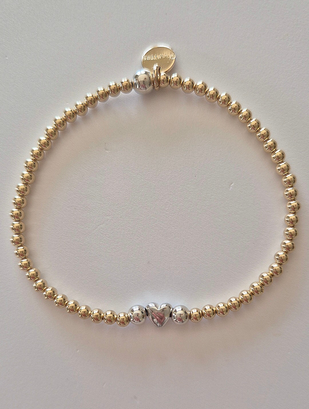 Love Heart Bracelet.  Love heart bead sterling silver