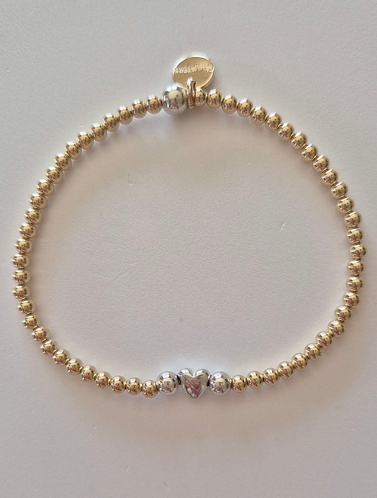 Love Heart Bracelet.  Love heart bead sterling silver