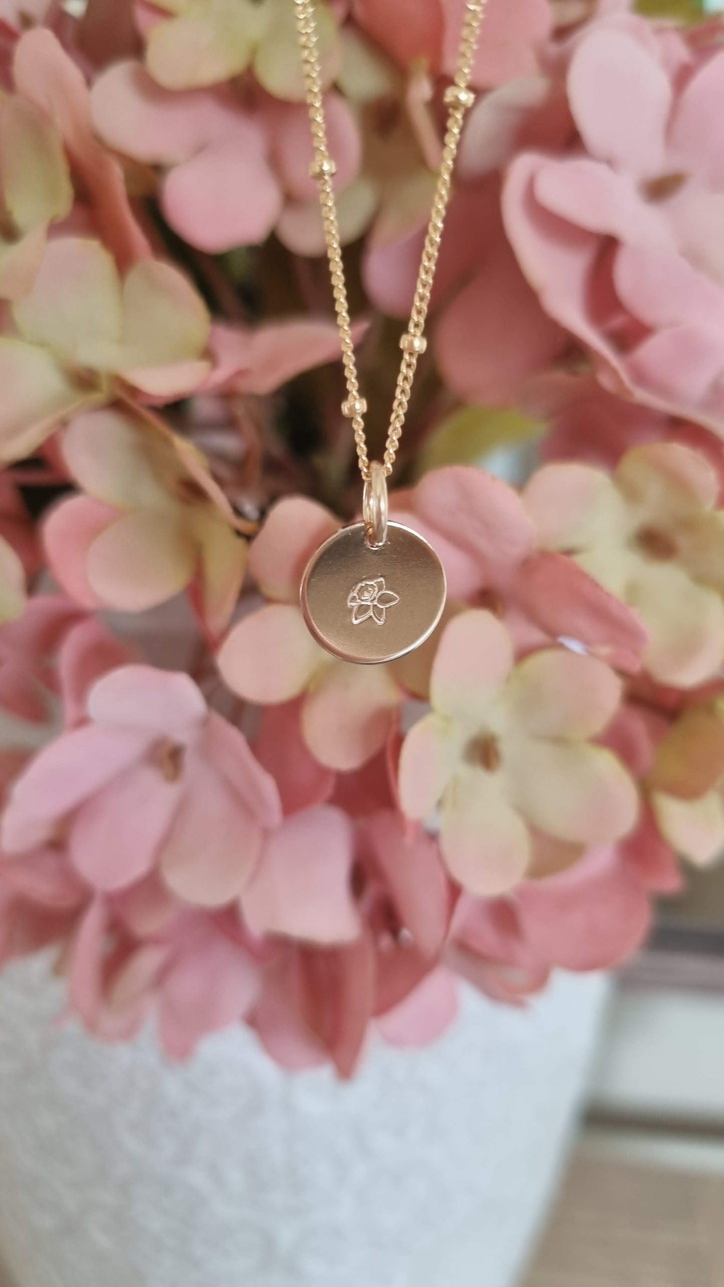 Hand Stamped Birth Flower Necklace 🌸