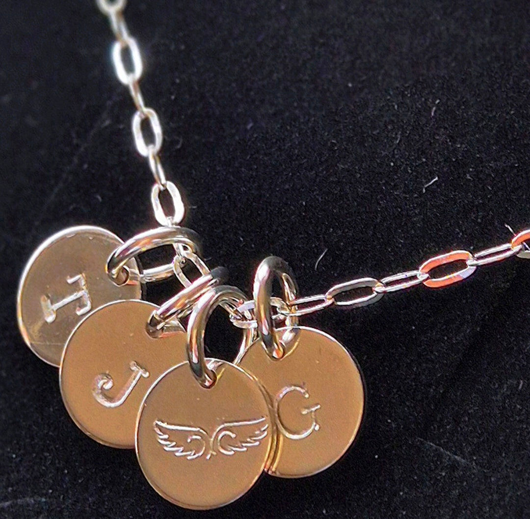 Handstamped/Engraved Initial Necklace sterling silver