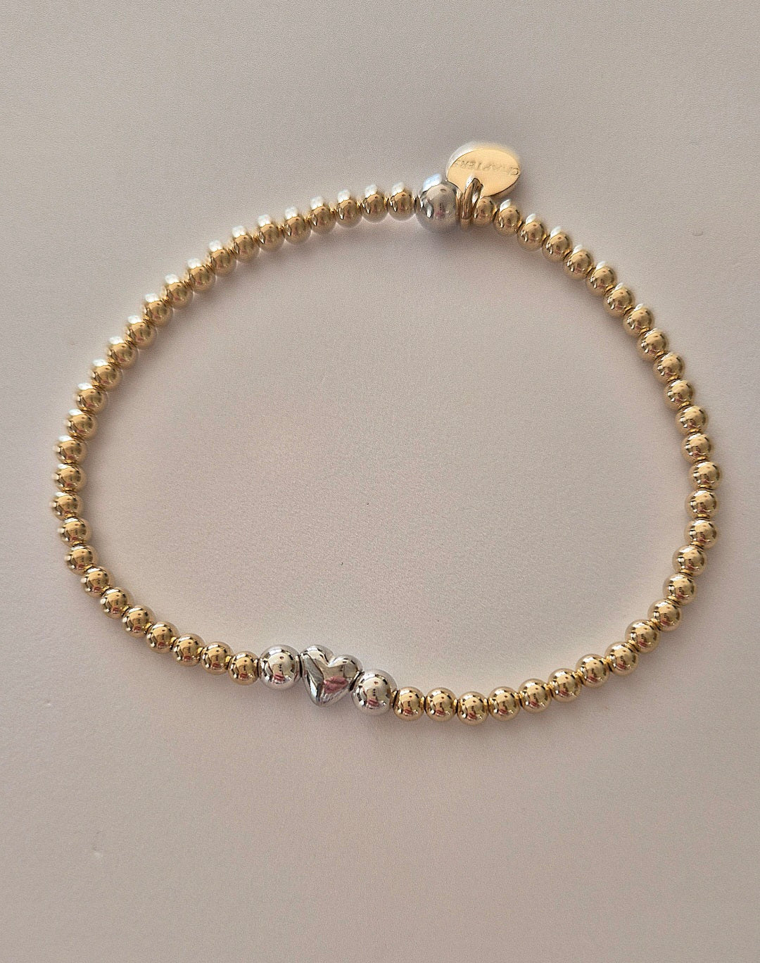 Love Heart Bracelet.  Love heart bead sterling silver