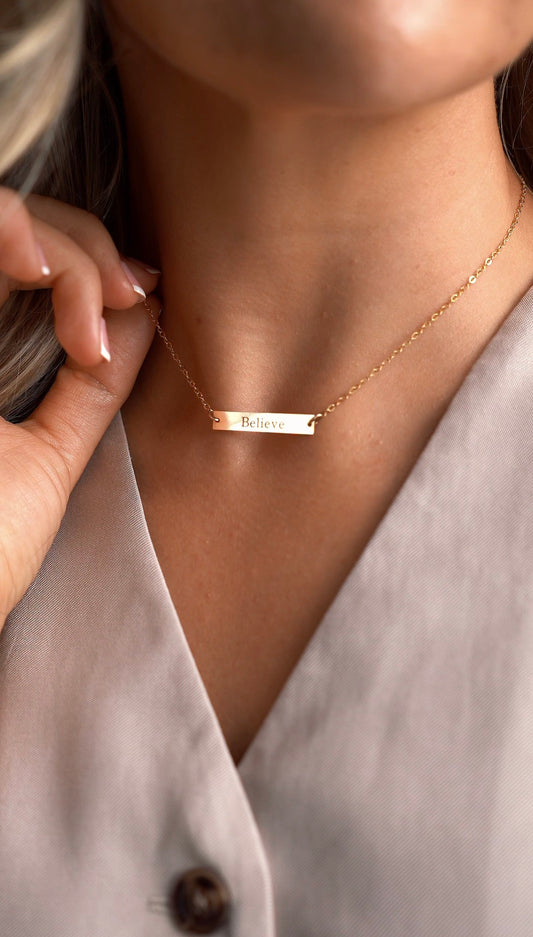Engraved bar necklace