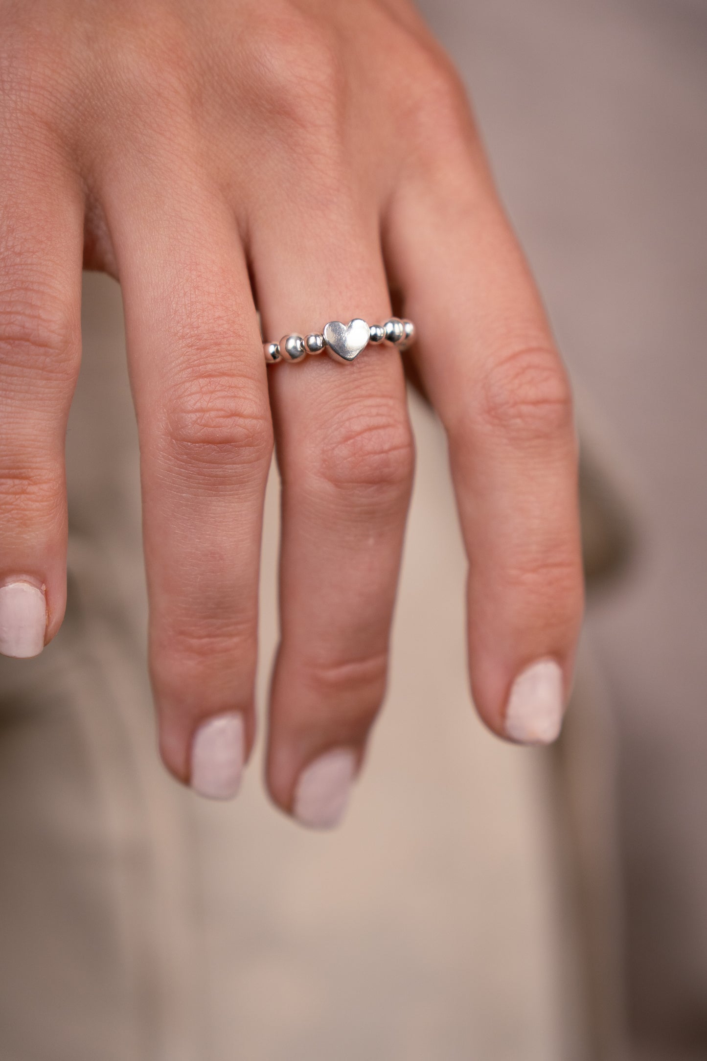 Love heart bead ring