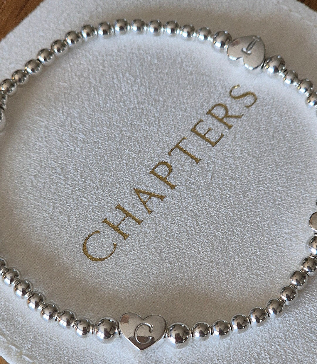 Personalised,handstamped love heart, bead bracelet/ chaptershandmadejewellery